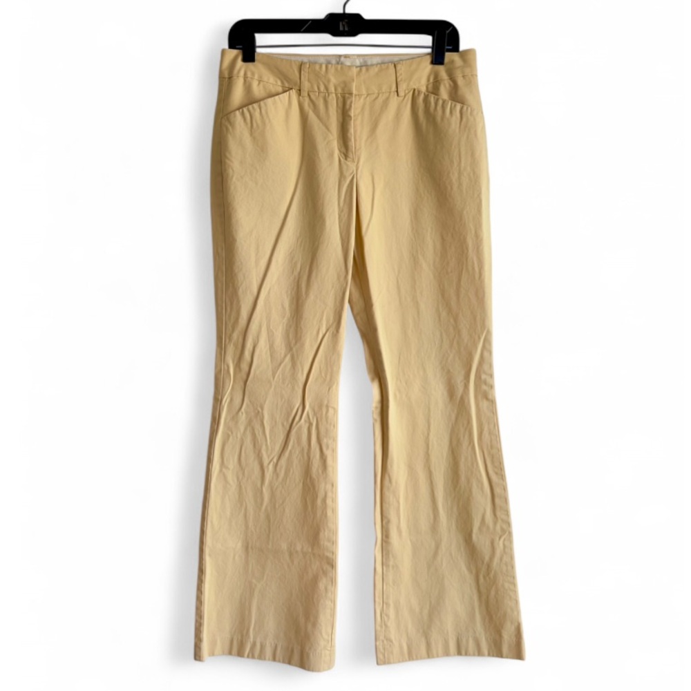 Express Editor Light Yellow 100% Cotton Bootcut Pants Size 6